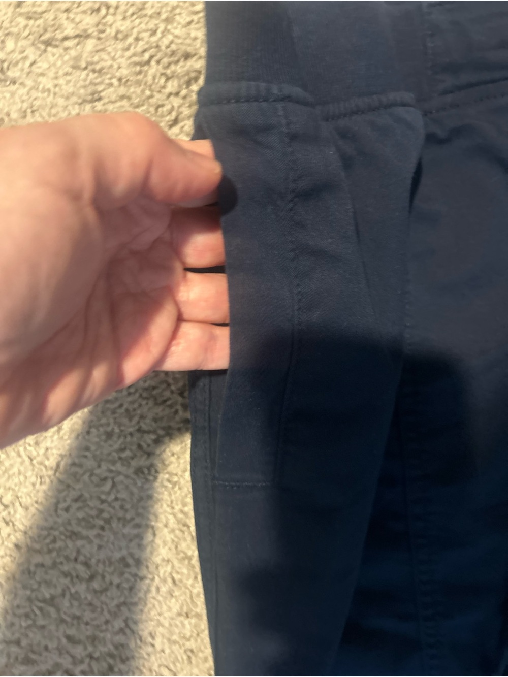 Ladies Navy Drawstring Capris - Picture 2 of 3